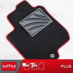 es. tappeto guidatore MTM Plus - battitacco in gomma - bordo rosso cotone antiscivolo