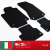 es. set tappetini  MTM Plus neri - bordo nero cotone antiscivolo - battitacco moquette nera