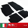 es. set tappetini  MTM Plus neri - bordo nero cotone antiscivolo - battitacco moquette nera