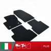 es. set tappetini  MTM Plus neri - bordo nero cotone antiscivolo - battitacco moquette nera