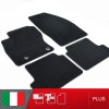 es. set tappetini  MTM Plus neri - bordo nero cotone antiscivolo - battitacco moquette nera