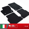 es. set tappetini  MTM Plus neri - bordo nero cotone antiscivolo - battitacco moquette nera