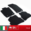 es. set tappetini  MTM Plus neri - bordo nero cotone antiscivolo - battitacco moquette nera