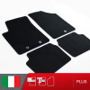 es. set tappetini  MTM Plus neri - bordo nero cotone antiscivolo - battitacco moquette nera