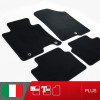 es. set tappetini  MTM Plus neri - bordo nero cotone antiscivolo - battitacco moquette nera