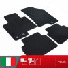 es. set tappetini  MTM Plus neri - bordo nero cotone antiscivolo - battitacco moquette nera