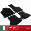 es. set tappetini  MTM Plus neri - bordo nero cotone antiscivolo - battitacco moquette nera