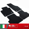 es. set tappetini  MTM Plus neri - bordo nero cotone antiscivolo - battitacco moquette nera