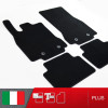 es. set tappetini  MTM Plus neri - bordo nero cotone antiscivolo - battitacco moquette nera