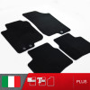 es. set tappetini  MTM Plus neri - bordo nero cotone antiscivolo - battitacco moquette nera