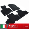 es. set tappetini  MTM Plus neri - bordo nero cotone antiscivolo - battitacco moquette nera