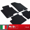 es. set tappetini  MTM Plus neri - bordo nero cotone antiscivolo - battitacco moquette nera