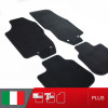 es. set tappetini  MTM Plus neri - bordo nero cotone antiscivolo - battitacco moquette nera