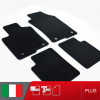 es. set tappetini  MTM Plus neri - bordo nero cotone antiscivolo - battitacco moquette nera