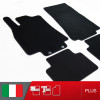 es. set tappetini  MTM Plus neri - bordo nero cotone antiscivolo - battitacco moquette nera