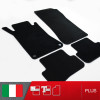 es. set tappetini  MTM Plus neri - bordo nero cotone antiscivolo - battitacco moquette nera