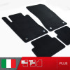 es. set tappetini  MTM Plus neri - bordo nero cotone antiscivolo - battitacco moquette nera