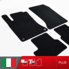 es. set tappetini  MTM Plus neri - bordo nero cotone antiscivolo - battitacco moquette nera