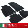 es. set tappetini  MTM Plus neri - bordo nero cotone antiscivolo - battitacco moquette nera