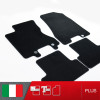 es. set tappetini  MTM Plus neri - bordo nero cotone antiscivolo - battitacco moquette nera