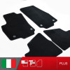 es. set tappetini MTM Plus neri - bordo nero cotone antiscivolo - battitacco moquette nera