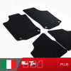 es. set tappetini  MTM Plus neri - bordo nero cotone antiscivolo - battitacco moquette nera