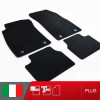 es. set tappetini  MTM Plus neri - bordo nero cotone antiscivolo - battitacco moquette nera