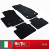 es. set tappetini  MTM Plus neri - bordo nero cotone antiscivolo - battitacco moquette nera