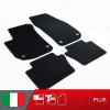 es. set tappetini  MTM Plus neri - bordo nero cotone antiscivolo - battitacco moquette nera