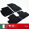 es. set tappetini  MTM Plus neri - bordo nero cotone antiscivolo - battitacco moquette nera