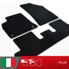 es. set tappetini  MTM Plus neri - bordo nero cotone antiscivolo - battitacco moquette nera