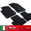 es. set tappetini  MTM Plus neri - bordo nero cotone antiscivolo - battitacco moquette nera