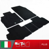 es. set tappetini  MTM Plus neri - bordo nero cotone antiscivolo - battitacco moquette nera