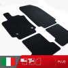 es. set tappetini  MTM Plus neri - bordo nero cotone antiscivolo - battitacco moquette nera