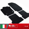 es. set tappetini  MTM Plus neri - bordo nero cotone antiscivolo - battitacco moquette nera