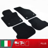 es. set tappetini  MTM Plus neri - bordo nero cotone antiscivolo - battitacco moquette nera