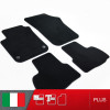 es. set tappetini  MTM Plus neri - bordo nero cotone antiscivolo - battitacco moquette nera