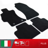 es. set tappetini  MTM Plus neri - bordo nero cotone antiscivolo - battitacco moquette nera