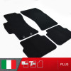 es. set tappetini  MTM Plus neri - bordo nero cotone antiscivolo - battitacco moquette nera