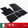 es. set tappetini  MTM Plus neri - bordo nero cotone antiscivolo - battitacco moquette nera