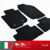 es. set tappetini  MTM Plus neri - bordo nero cotone antiscivolo - battitacco moquette nera
