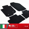 es. set tappetini  MTM Plus neri - bordo nero cotone antiscivolo - battitacco moquette nera