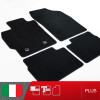 es. set tappetini  MTM Plus neri - bordo nero cotone antiscivolo - battitacco moquette nera
