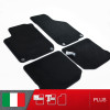 es. set tappetini  MTM Plus neri - bordo nero cotone antiscivolo - battitacco moquette nera