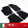 es. set tappetini  MTM Plus neri - bordo nero cotone antiscivolo - battitacco moquette nera