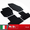 es. set tappetini  MTM Plus neri - bordo nero cotone antiscivolo - battitacco moquette nera