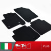 es. set tappetini  MTM Plus neri - bordo nero cotone antiscivolo - battitacco moquette nera