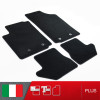 es. set tappetini  MTM Plus neri - bordo nero cotone antiscivolo - battitacco moquette nera