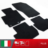 es. set tappetini  MTM Plus neri - bordo nero cotone antiscivolo - battitacco moquette nera