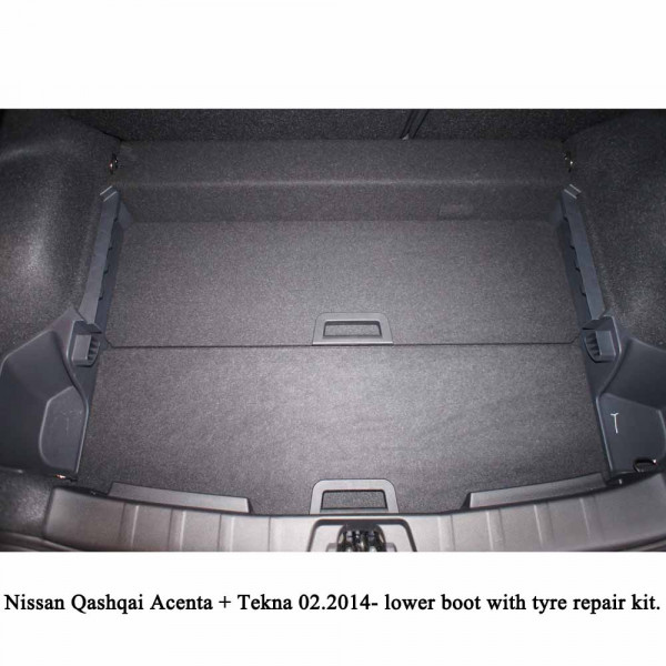 Vasca baule per Nissan Qashqai II J11 Crossover (02.2014-05.2021) -  tappetino per bagagliaio - tappeto bagagliaio per